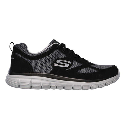 Black-Grey - Side - Skechers Mens Burns Agoura Trubuck Leather Trainers