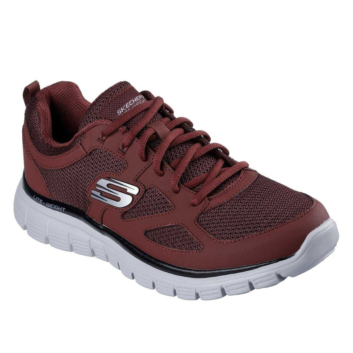 Burgundy - Front - Skechers Mens Burns Agoura Trubuck Leather Trainers