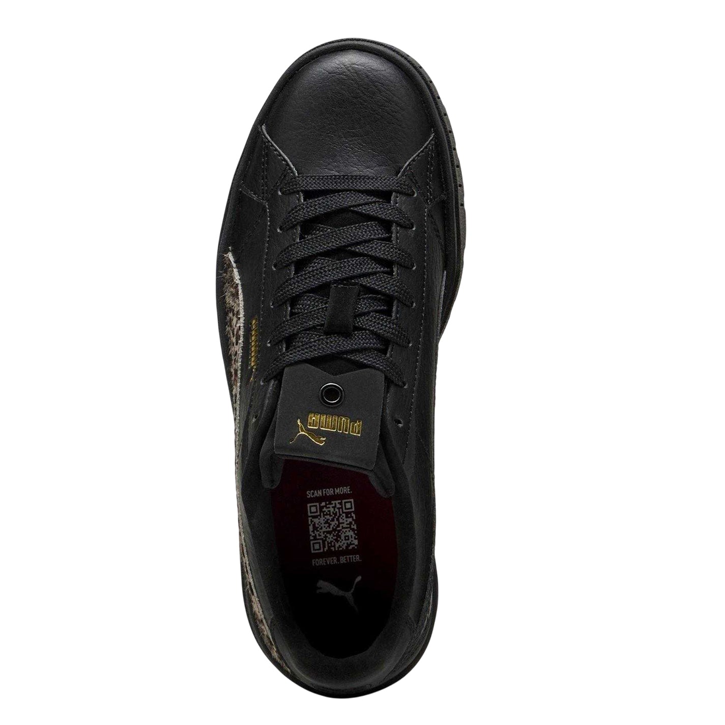 Black-Animalier - Side - Puma Womens-Ladies Karmen II Leather Platform Trainers