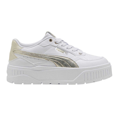 White-Gold - Front - Puma Womens-Ladies Karmen II Leather Platform Trainers