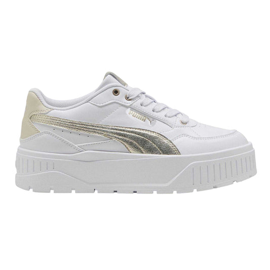 White-Gold - Front - Puma Womens-Ladies Karmen II Leather Platform Trainers