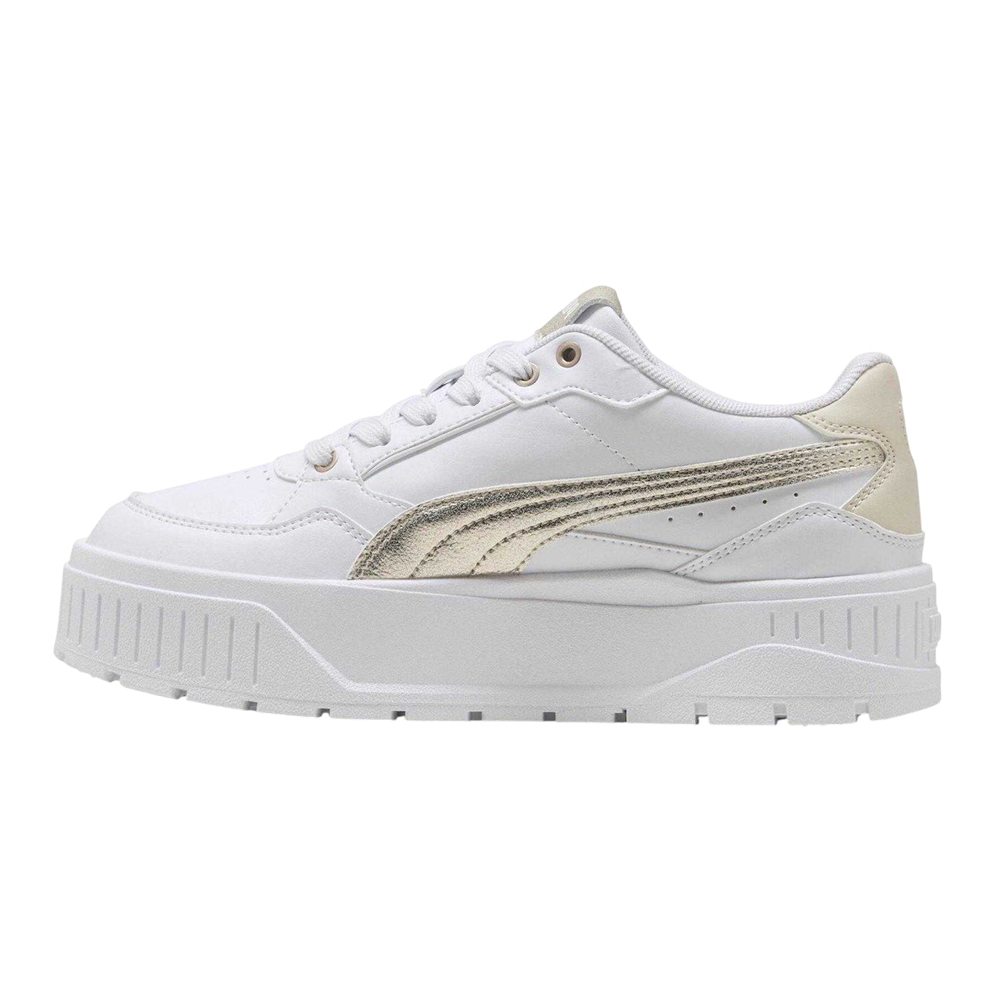 White-Gold - Back - Puma Womens-Ladies Karmen II Leather Platform Trainers