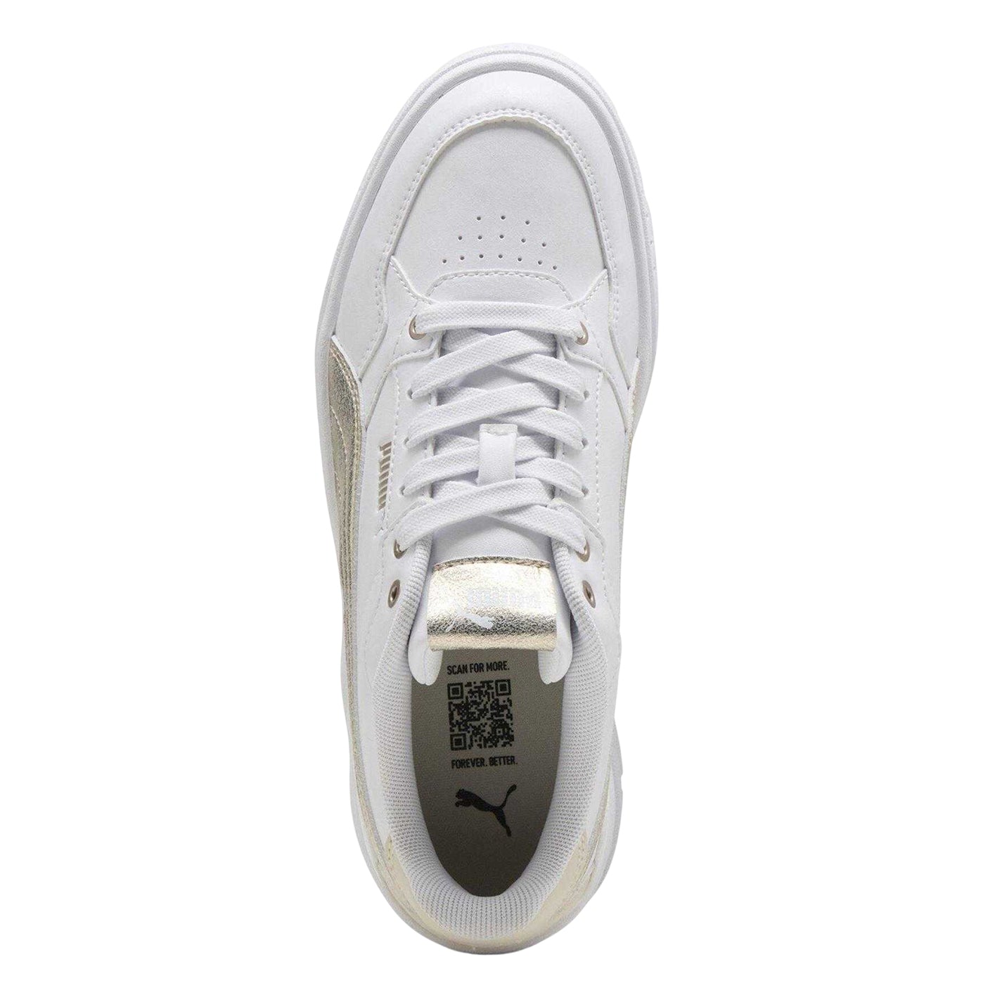 White-Gold - Side - Puma Womens-Ladies Karmen II Leather Platform Trainers