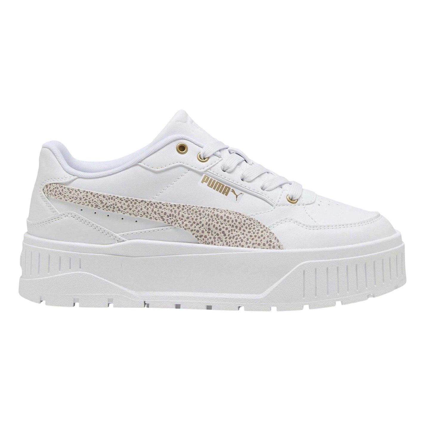 White-Leopard - Front - Puma Womens-Ladies Karmen II Leather Platform Trainers