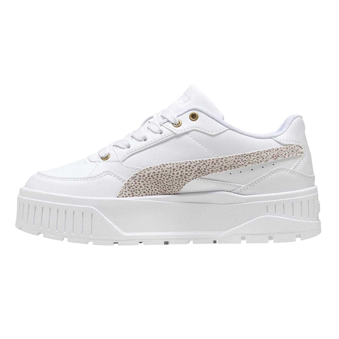 White-Leopard - Back - Puma Womens-Ladies Karmen II Leather Platform Trainers