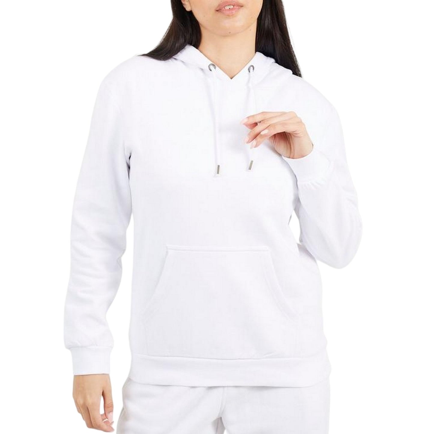 White - Front - Brave Soul Womens-Ladies Drawstring Hoodie