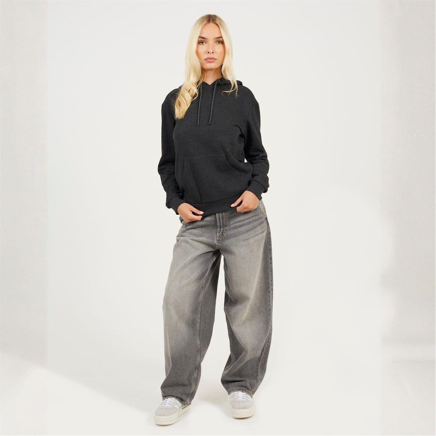 Charcoal - Pack Shot - Brave Soul Womens-Ladies Drawstring Hoodie
