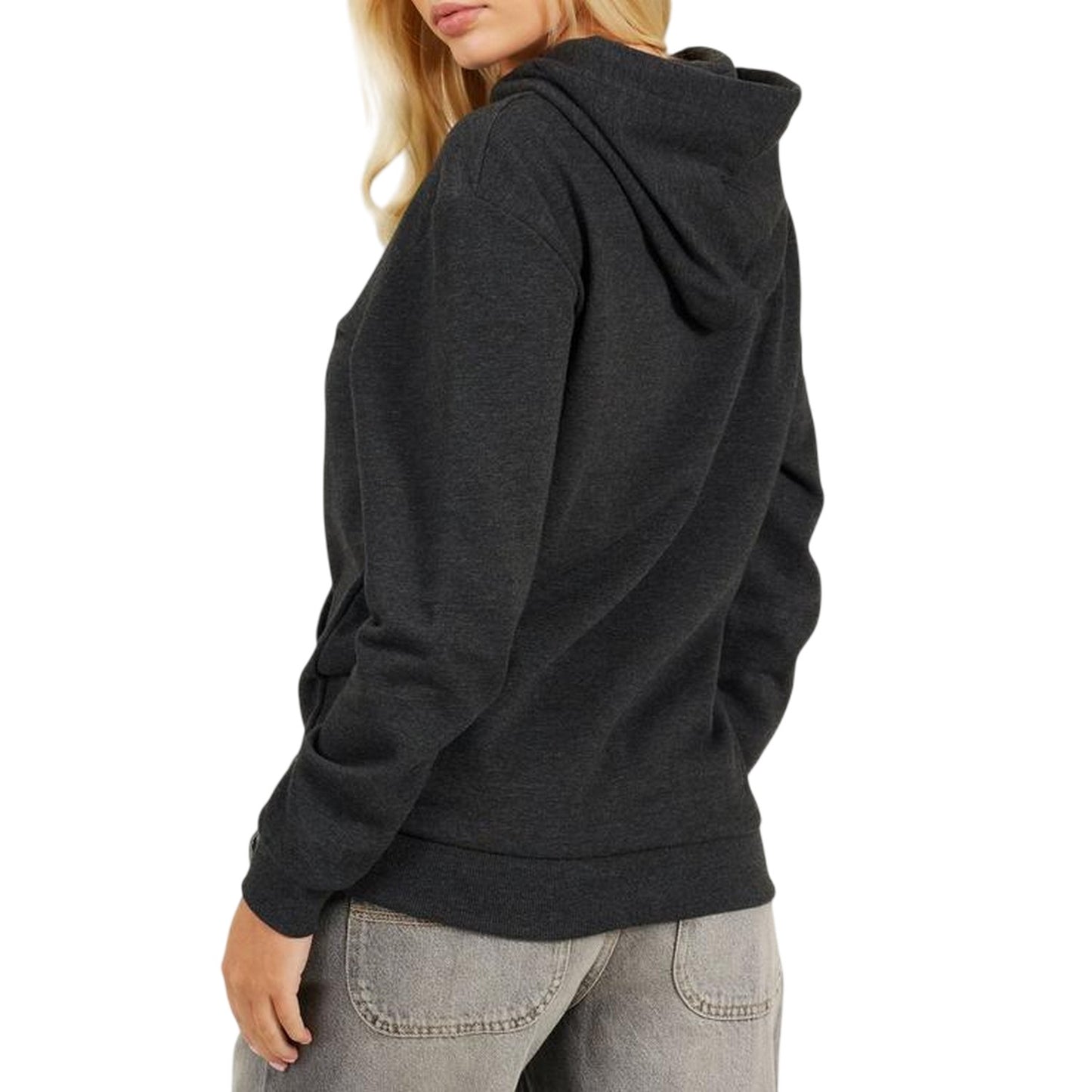 Charcoal - Back - Brave Soul Womens-Ladies Drawstring Hoodie