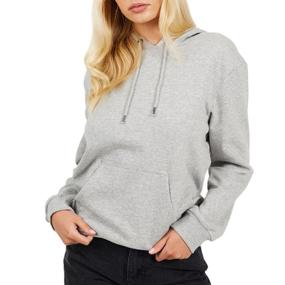 Grey Marl - Front - Brave Soul Womens-Ladies Drawstring Hoodie