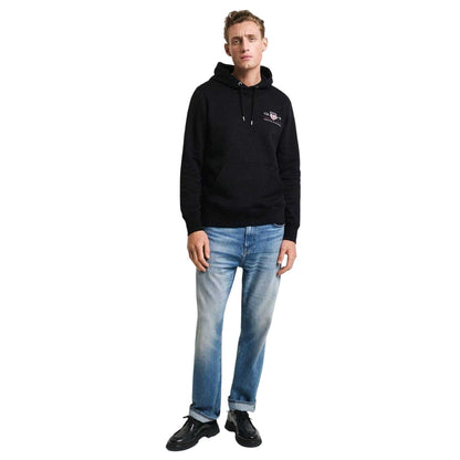 Black - Side - Gant Mens Shield Logo Hoodie