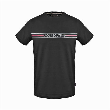Black - Front - Aquascutum Mens Chest Stripe Logo T-Shirt