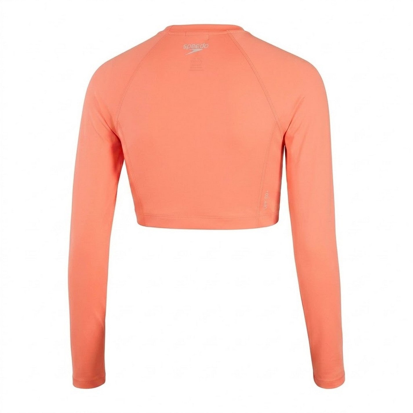 Peach - Back - Speedo Womens-Ladies Logo Slim Raglan Crop Top
