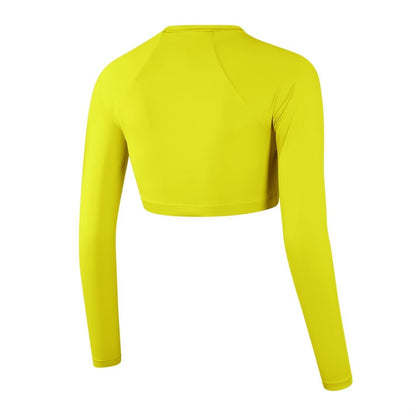 Green - Back - Speedo Womens-Ladies Logo Slim Raglan Crop Top