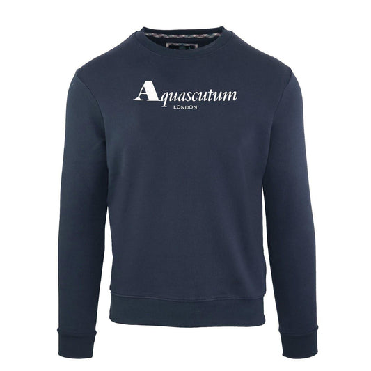 Navy - Front - Aquascutum Mens Ribbed Logo Sweatshirt