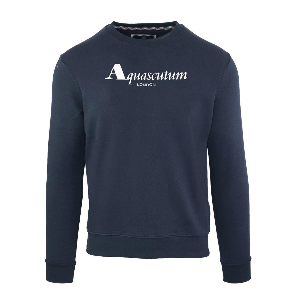 Navy - Front - Aquascutum Mens Ribbed Logo Sweatshirt