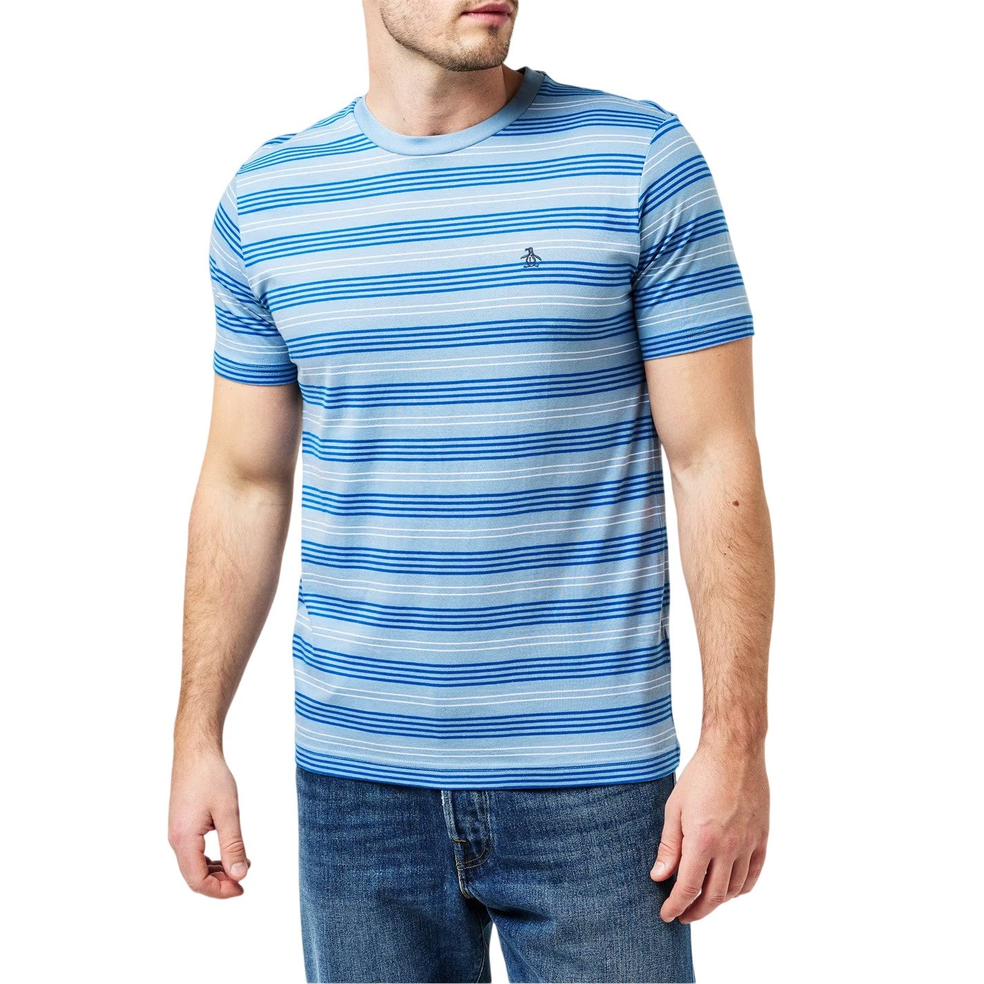 Classic Blue - Side - Original Penguin Mens Striped Crew Neck Regular T-Shirt