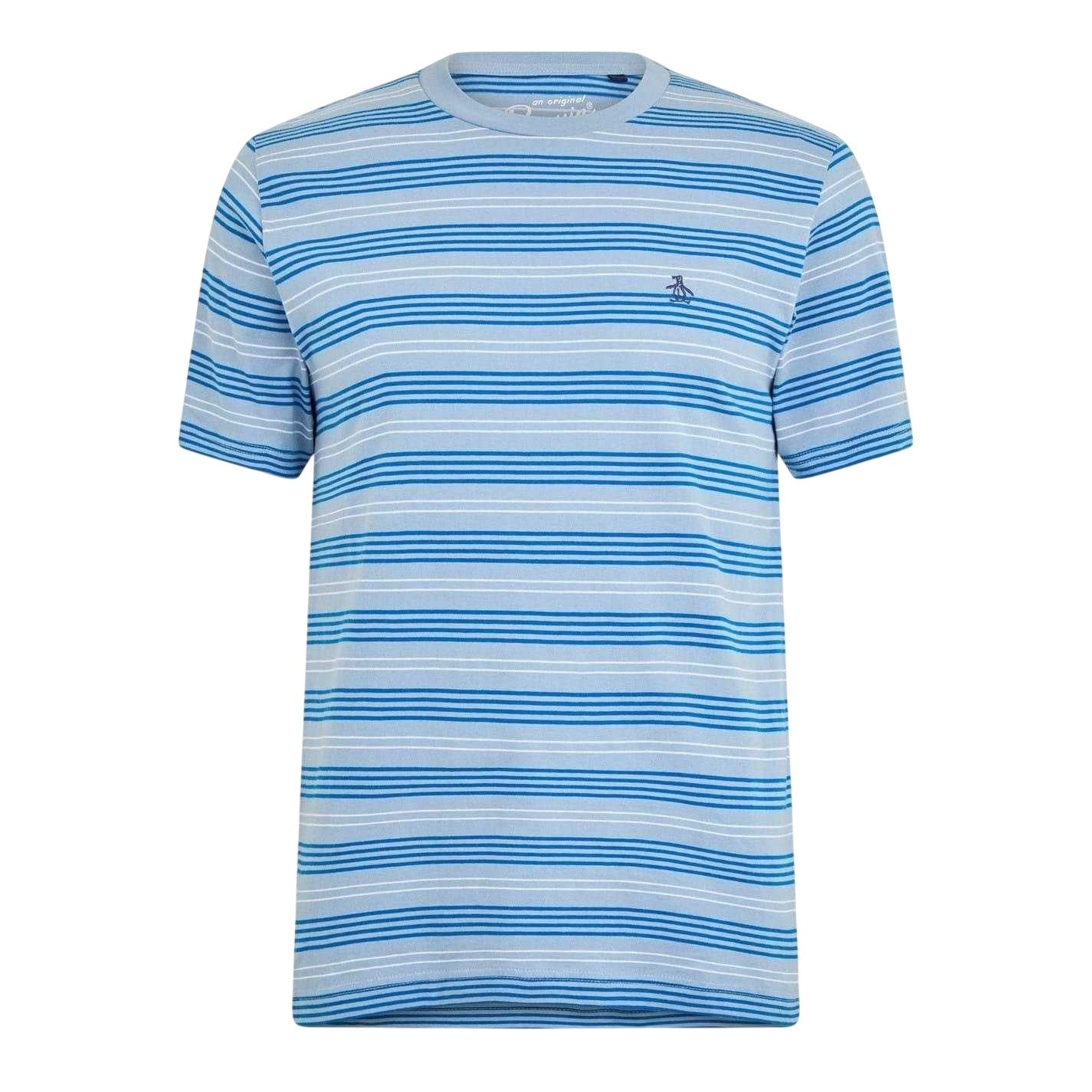 Classic Blue - Front - Original Penguin Mens Striped Crew Neck Regular T-Shirt