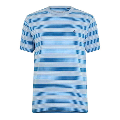 Classic Blue - Front - Original Penguin Mens Striped Crew Neck Regular T-Shirt