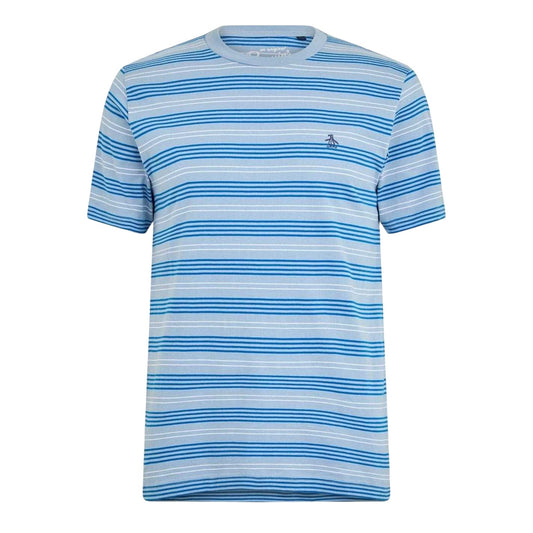 Classic Blue - Front - Original Penguin Mens Striped Crew Neck Regular T-Shirt