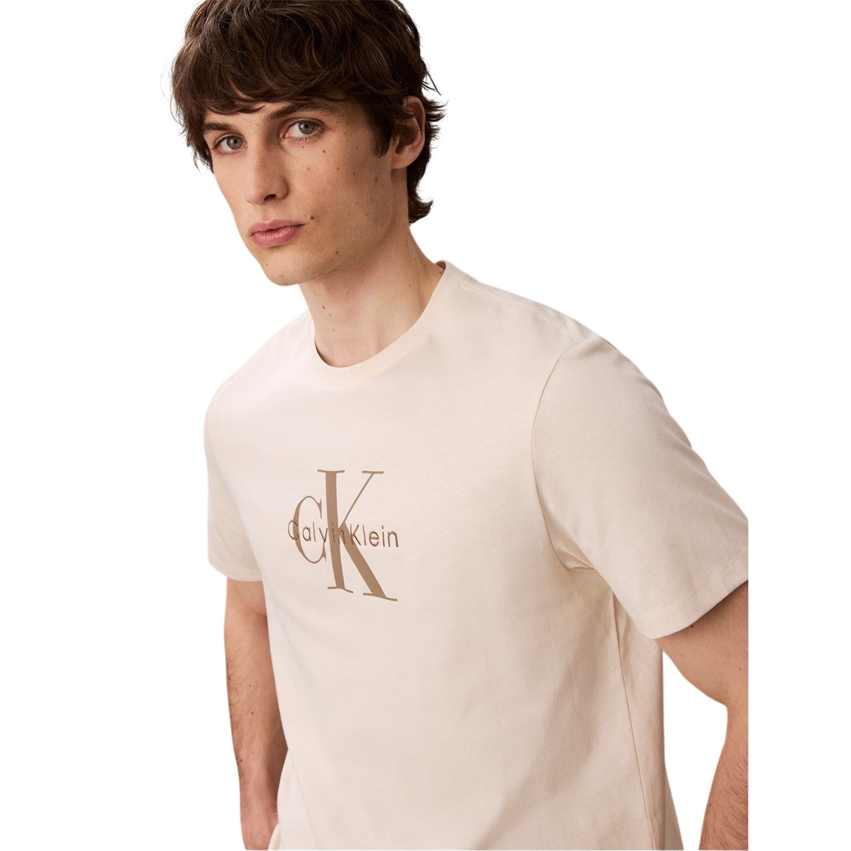 Chalk - Side - Calvin Klein Mens Monogram T-Shirt