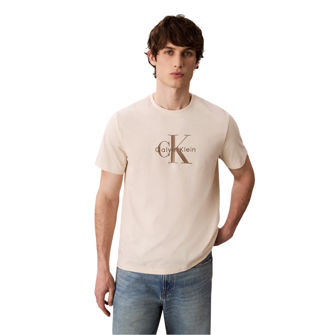 Chalk - Lifestyle - Calvin Klein Mens Monogram T-Shirt