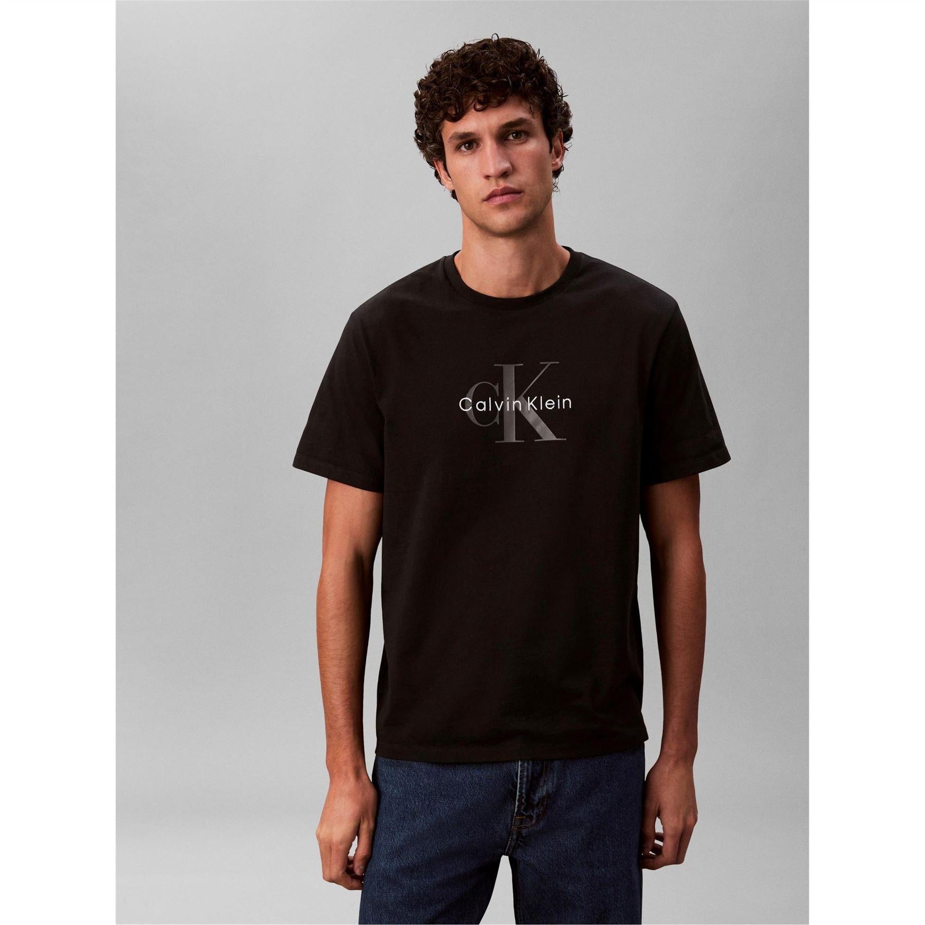 Black - Back - Calvin Klein Mens Monogram T-Shirt
