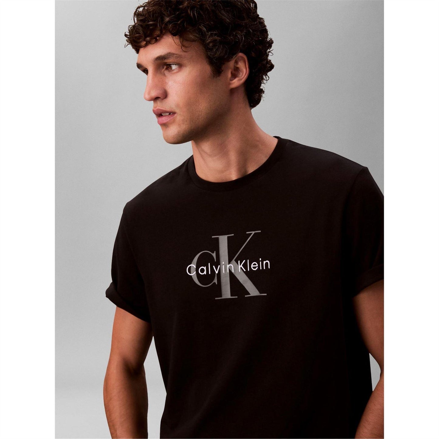 Black - Side - Calvin Klein Mens Monogram T-Shirt