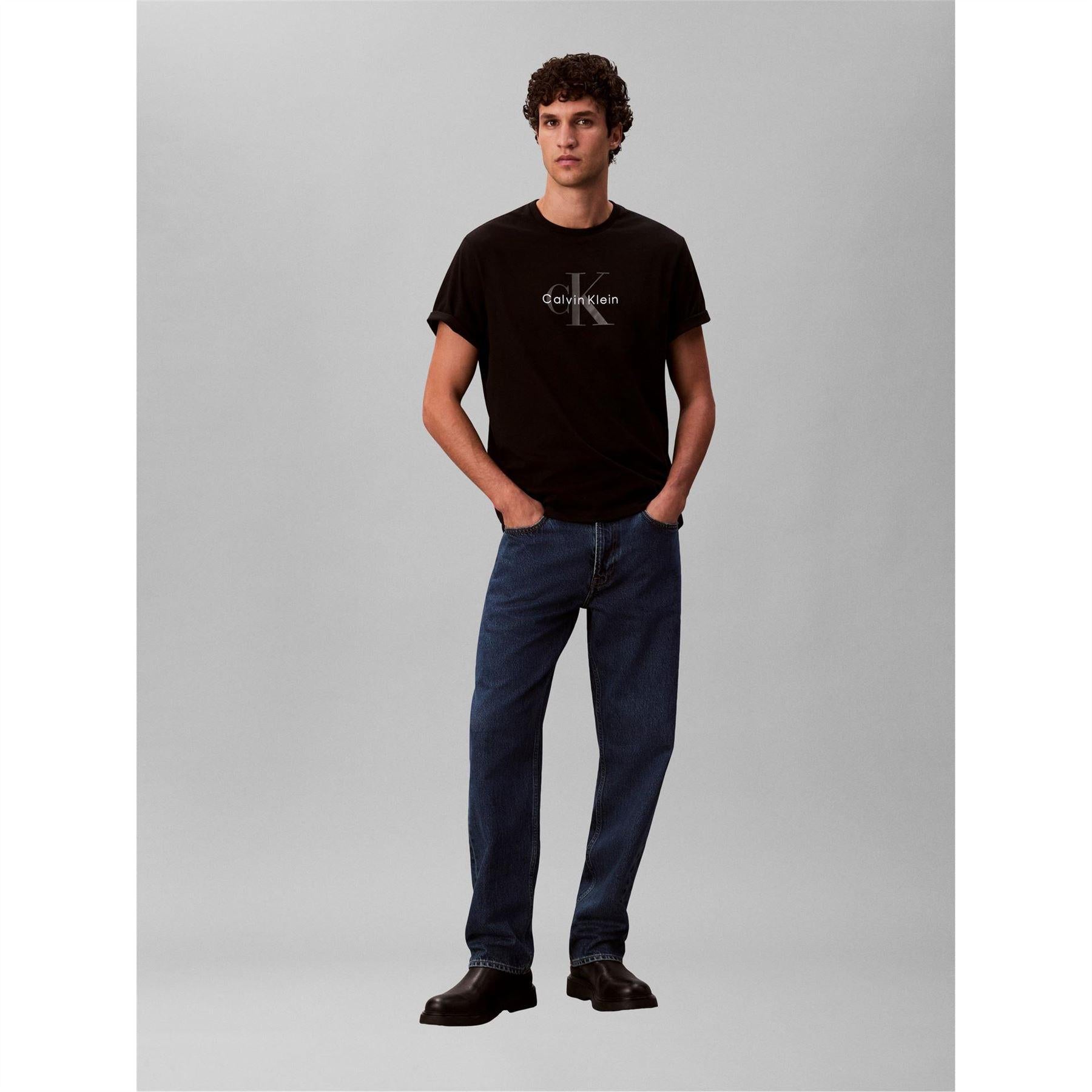 Black - Pack Shot - Calvin Klein Mens Monogram T-Shirt