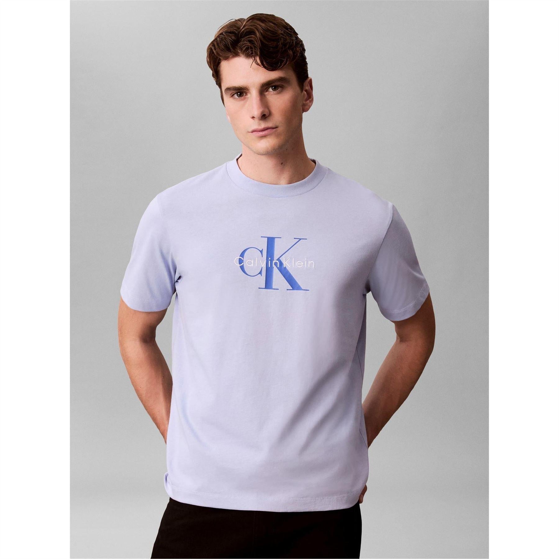 Blue - Back - Calvin Klein Mens Monogram T-Shirt