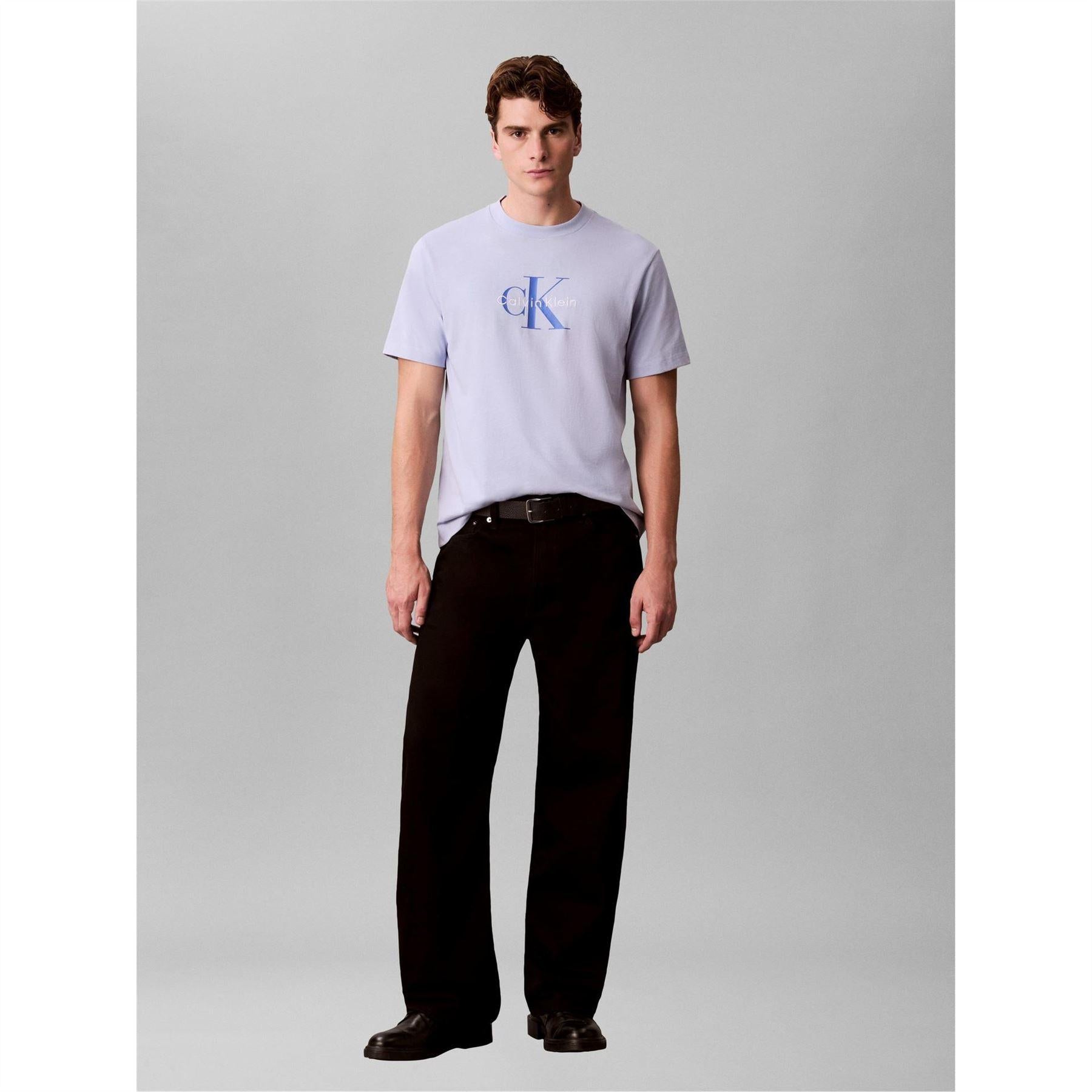 Blue - Pack Shot - Calvin Klein Mens Monogram T-Shirt
