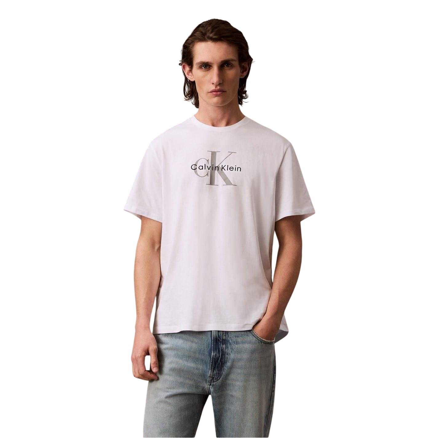 White - Lifestyle - Calvin Klein Mens Monogram T-Shirt