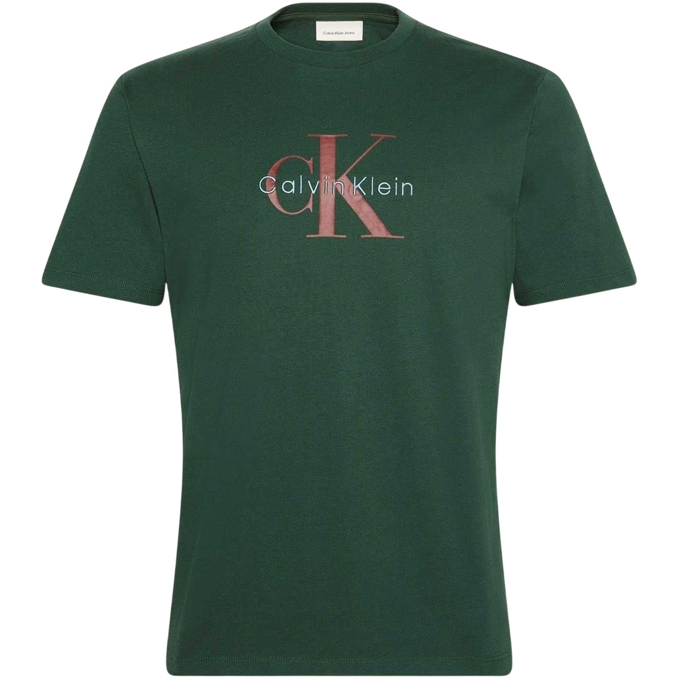 Green - Front - Calvin Klein Mens Monogram T-Shirt