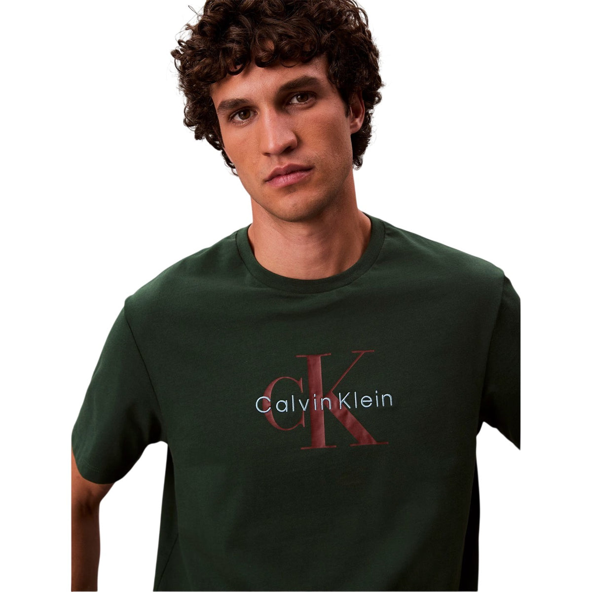 Green - Side - Calvin Klein Mens Monogram T-Shirt