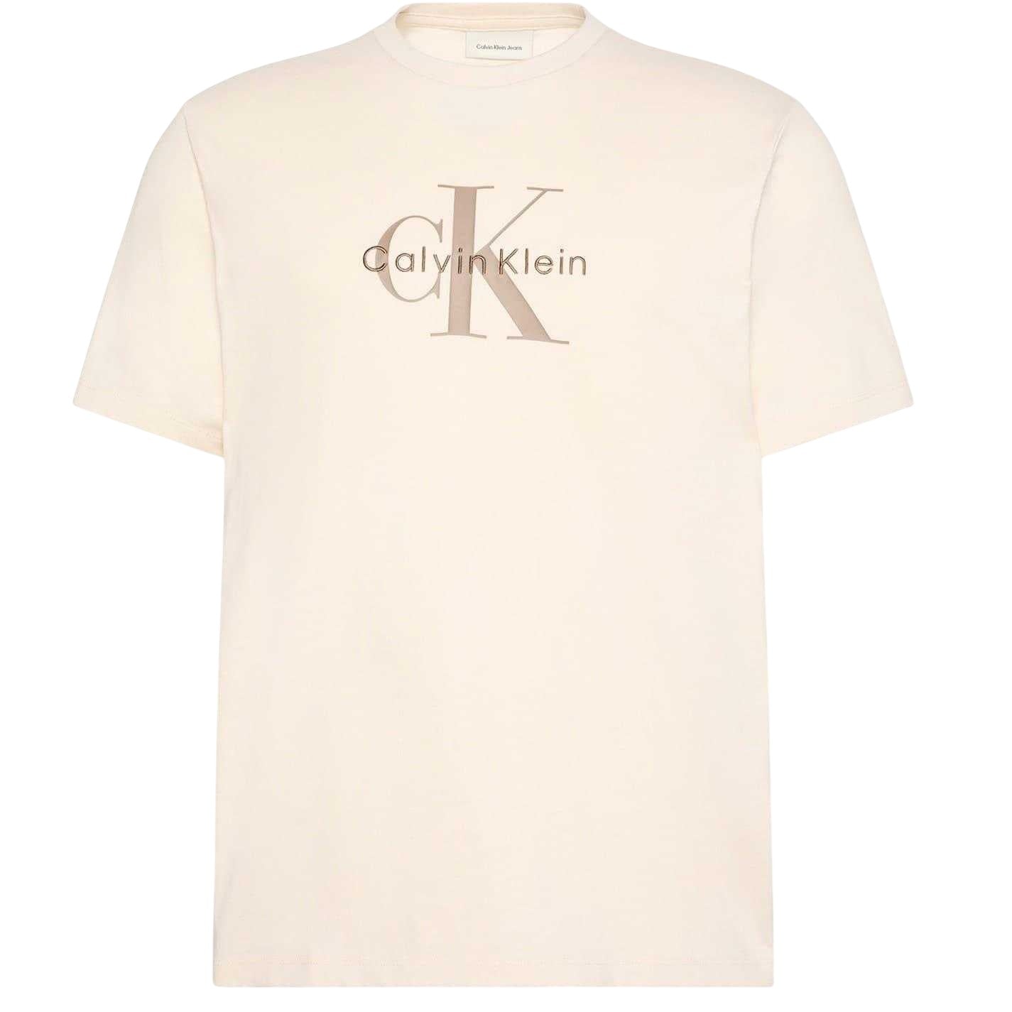 Chalk - Front - Calvin Klein Mens Monogram T-Shirt