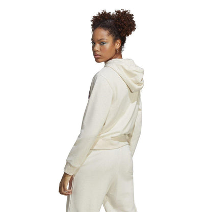 Beige - Back - Adidas Womens-Ladies Lettering Hoodie