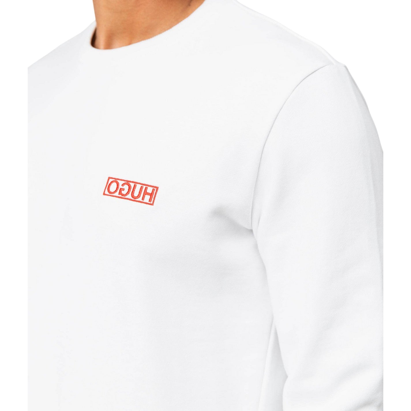 White - Lifestyle - Hugo Mens Drick 194 Logo Cotton Sweatshirt