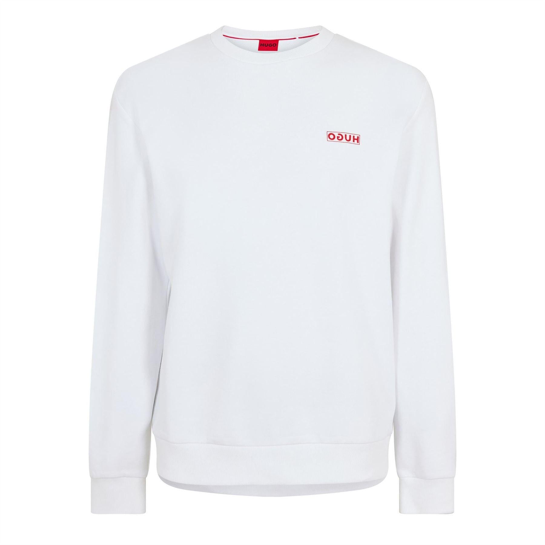 White - Front - Hugo Mens Drick 194 Logo Cotton Sweatshirt