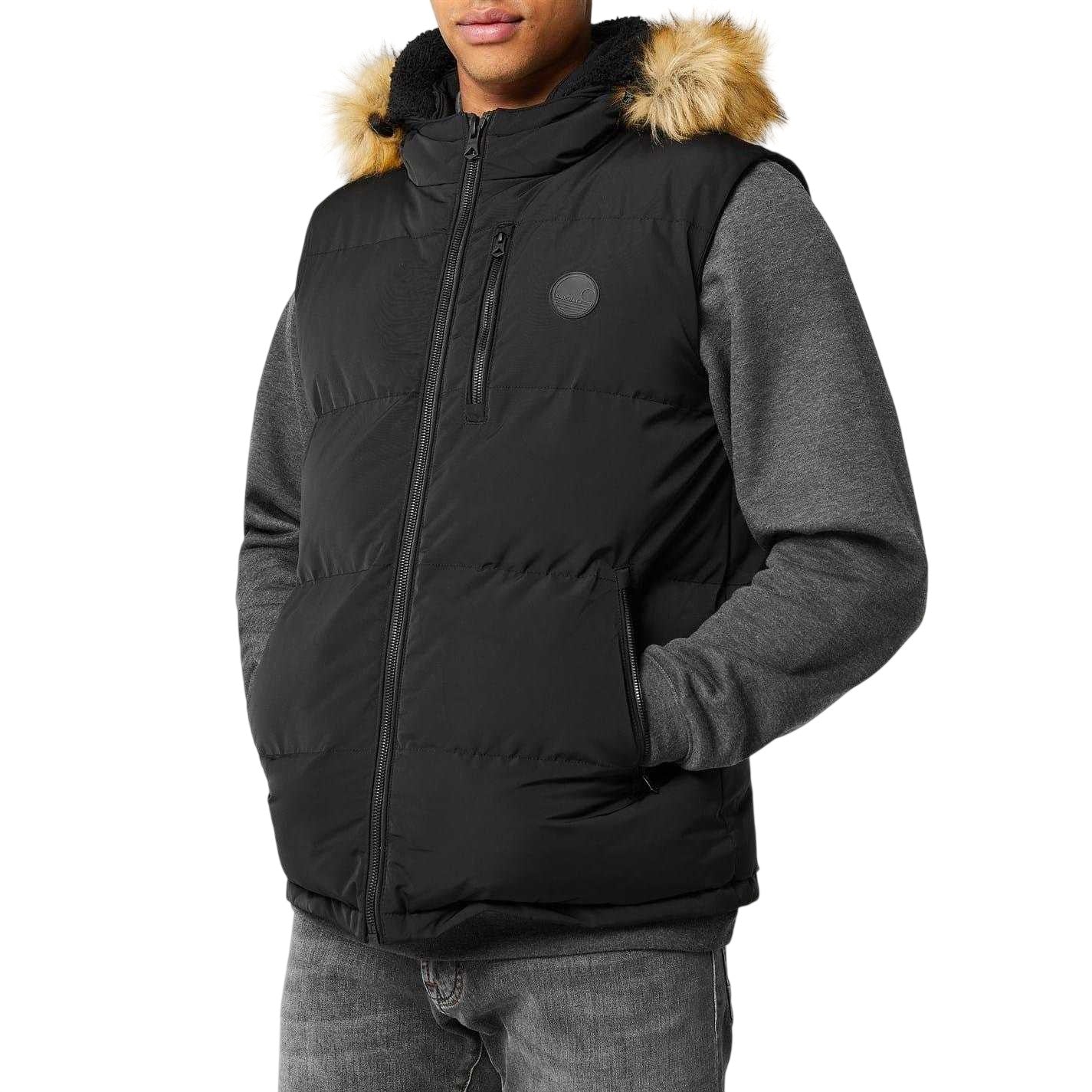 Black - Side - SoulCal Mens Sherpa Lined Gilet