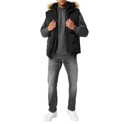 Black - Lifestyle - SoulCal Mens Sherpa Lined Gilet