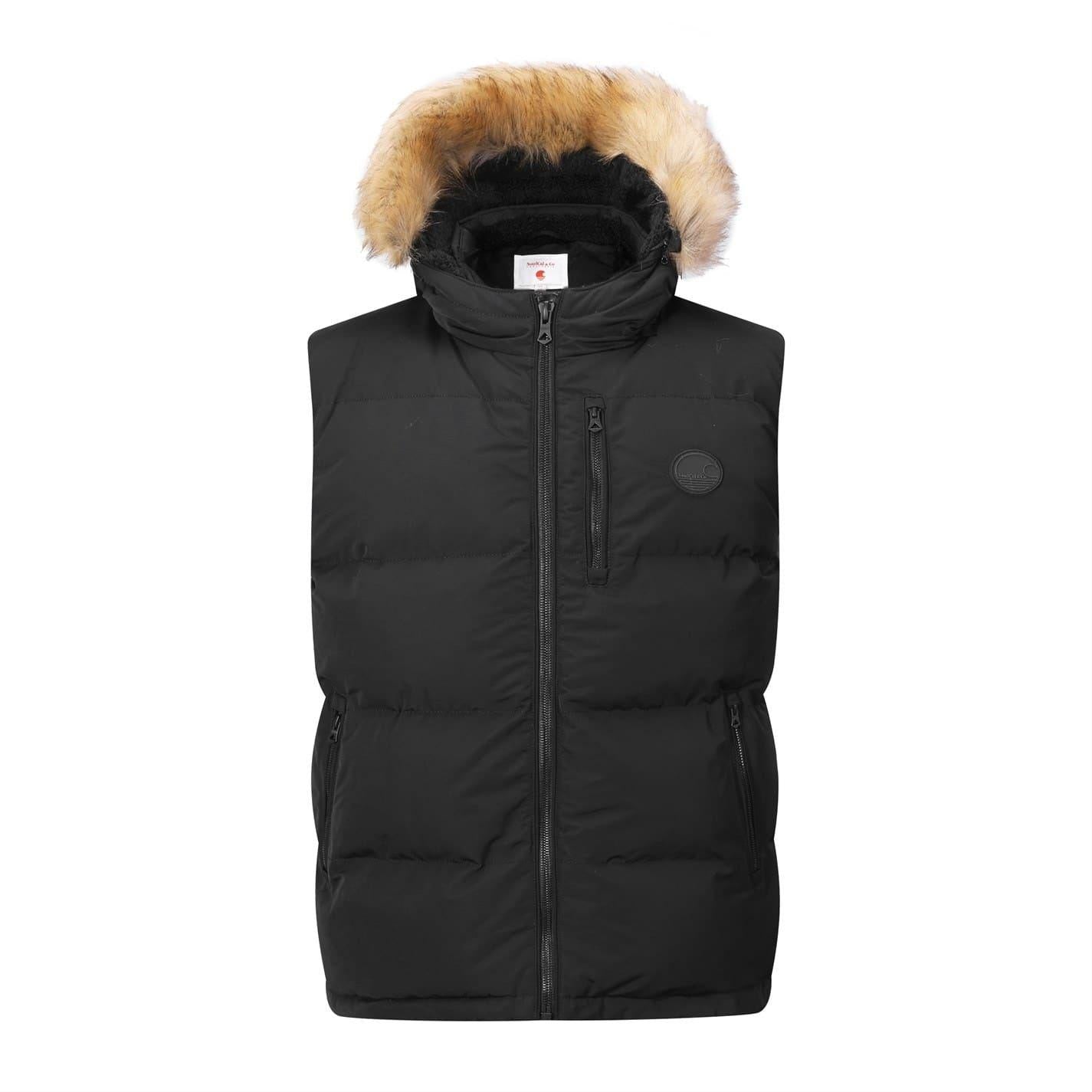 Black - Front - SoulCal Mens Sherpa Lined Gilet