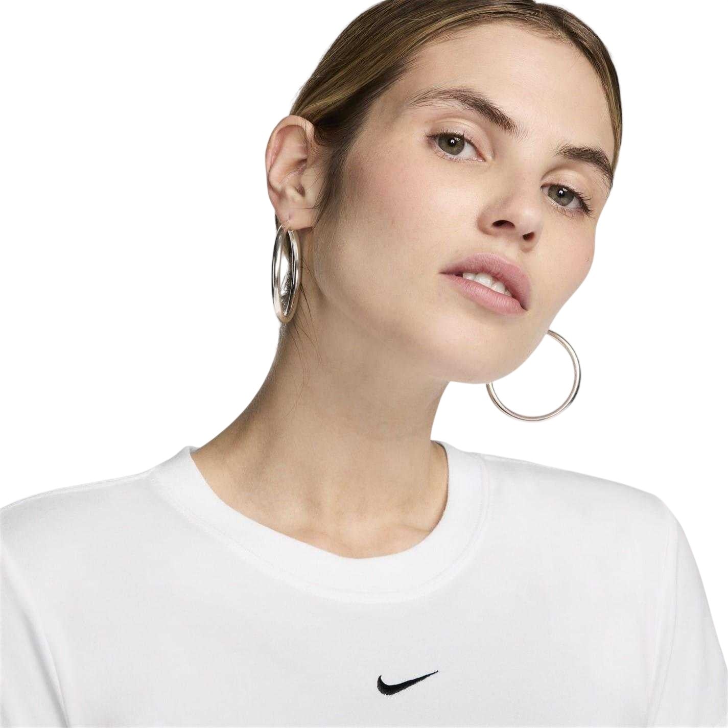 White - Side - Nike Womens-Ladies Chill Swoosh Knitted Slim T-Shirt