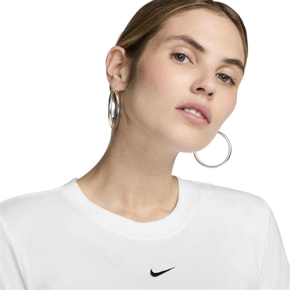White - Side - Nike Womens-Ladies Chill Swoosh Knitted Slim T-Shirt