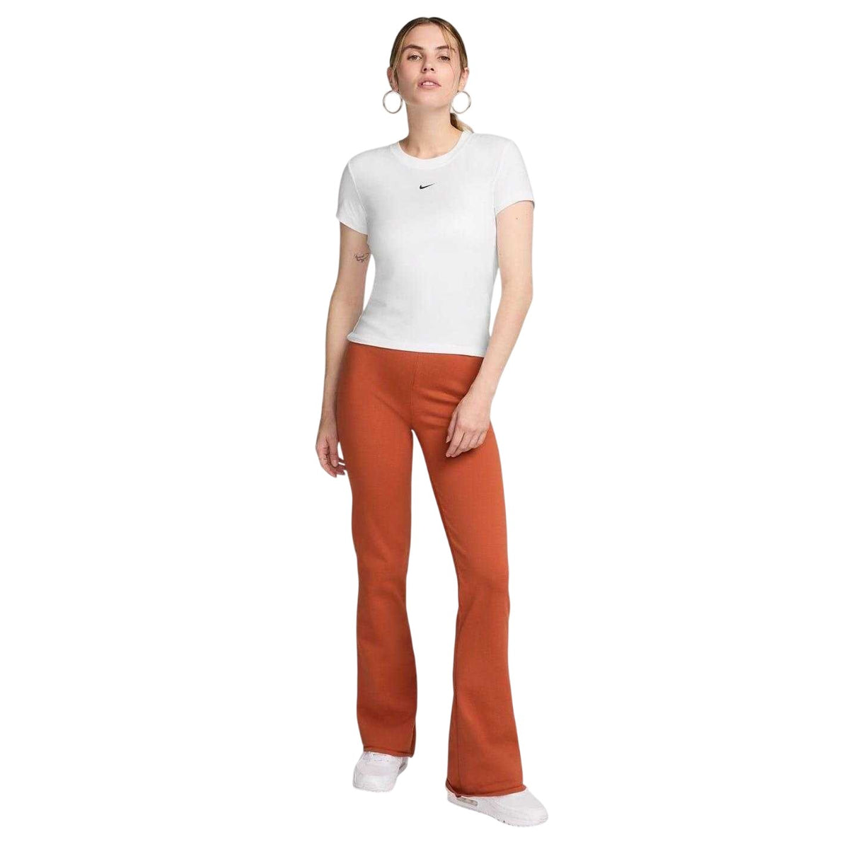 White - Lifestyle - Nike Womens-Ladies Chill Swoosh Knitted Slim T-Shirt