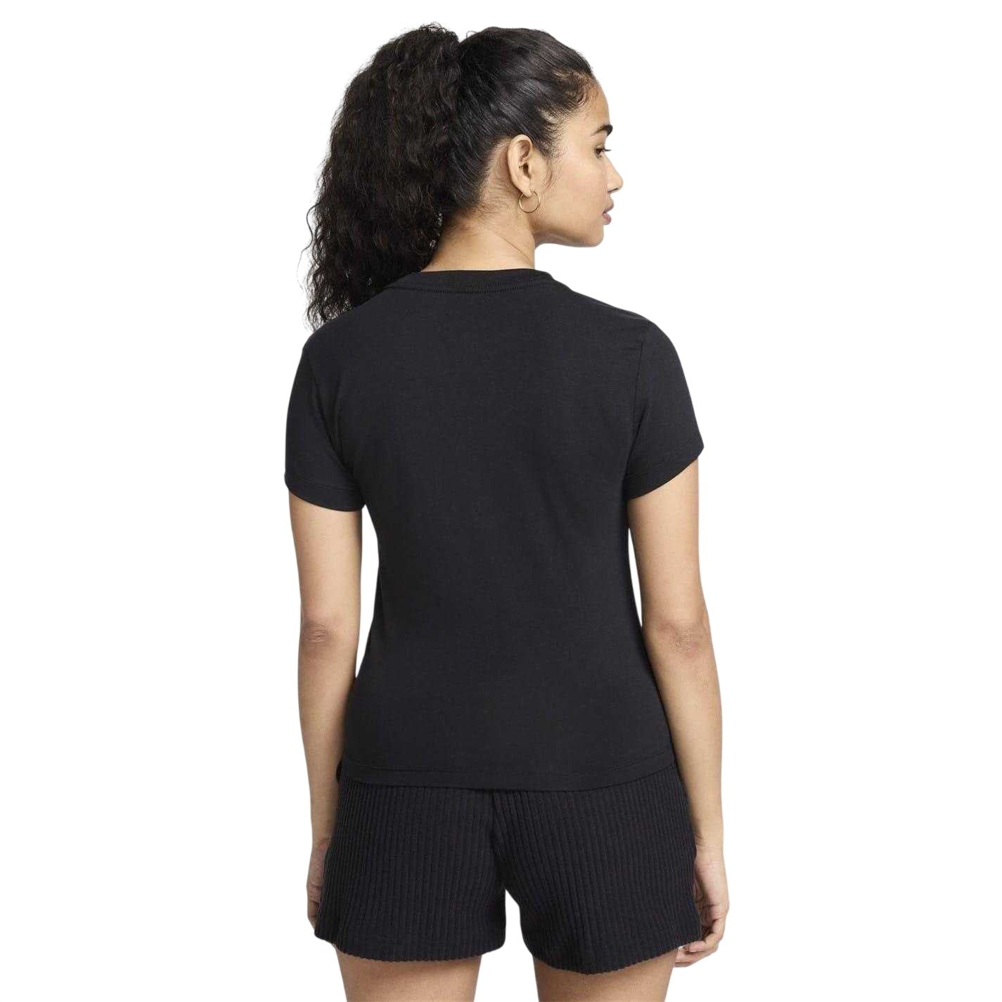 Black - Back - Nike Womens-Ladies Chill Swoosh Knitted Slim T-Shirt