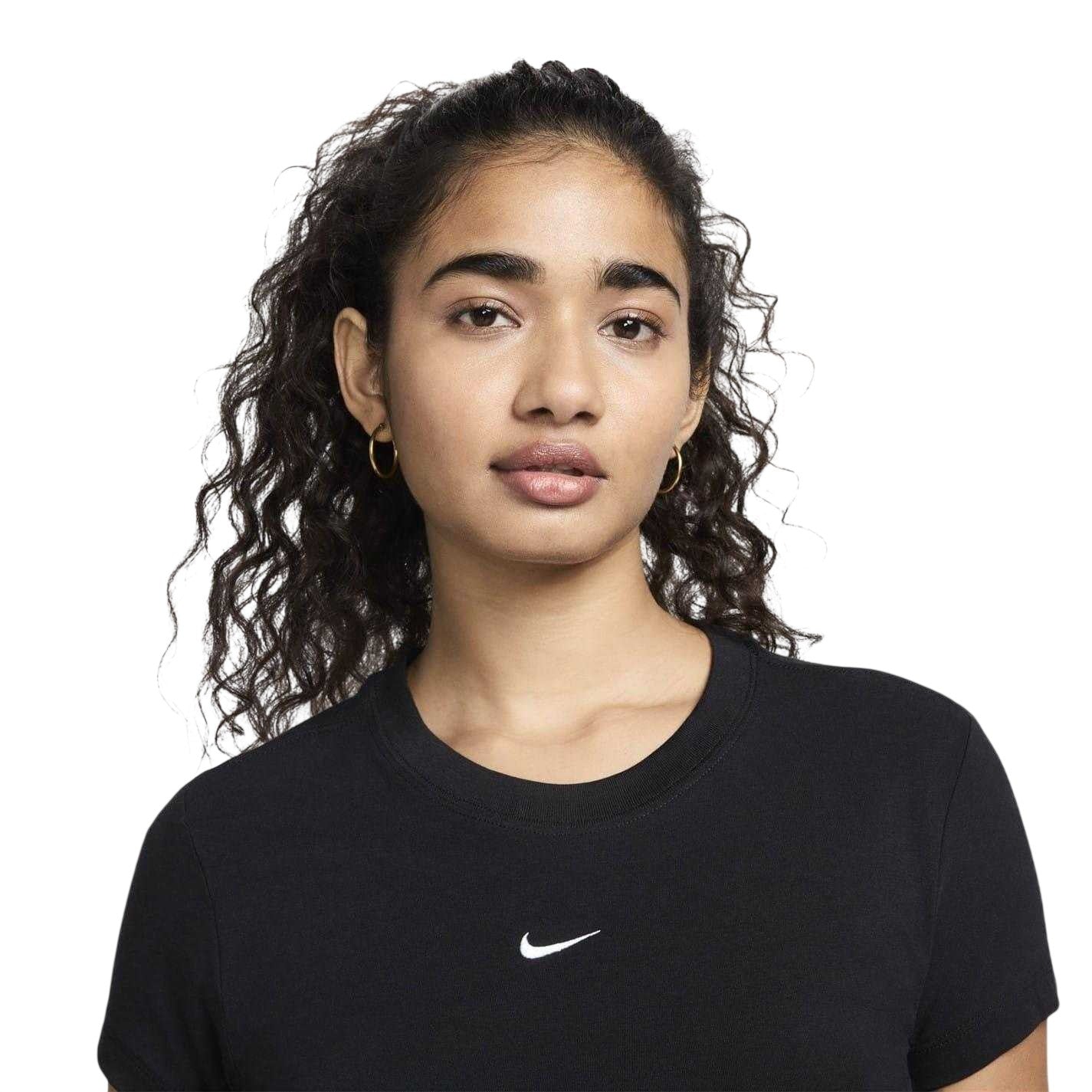 Black - Side - Nike Womens-Ladies Chill Swoosh Knitted Slim T-Shirt