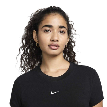 Black - Side - Nike Womens-Ladies Chill Swoosh Knitted Slim T-Shirt
