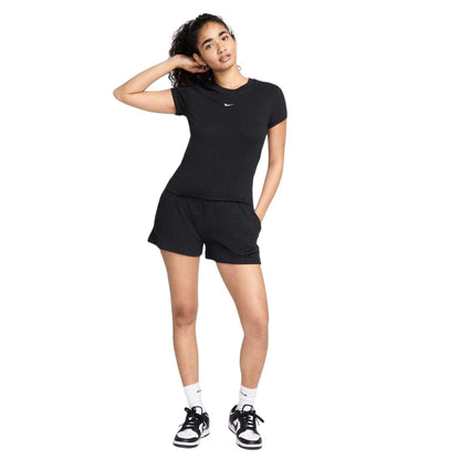 Black - Lifestyle - Nike Womens-Ladies Chill Swoosh Knitted Slim T-Shirt