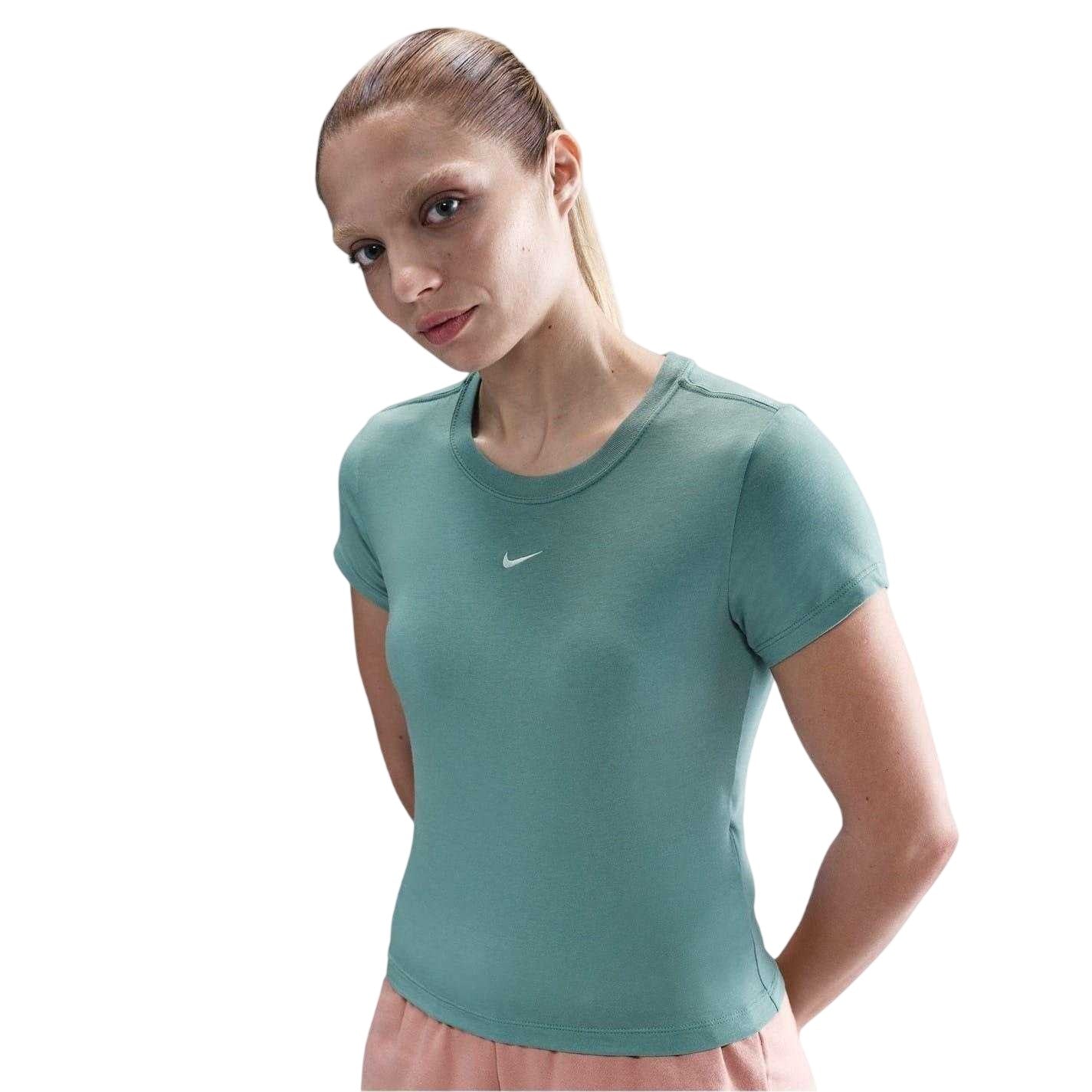 Cannon - Front - Nike Womens-Ladies Chill Swoosh Knitted Slim T-Shirt