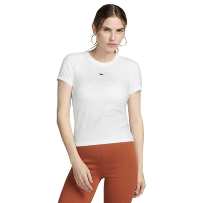 White - Front - Nike Womens-Ladies Chill Swoosh Knitted Slim T-Shirt