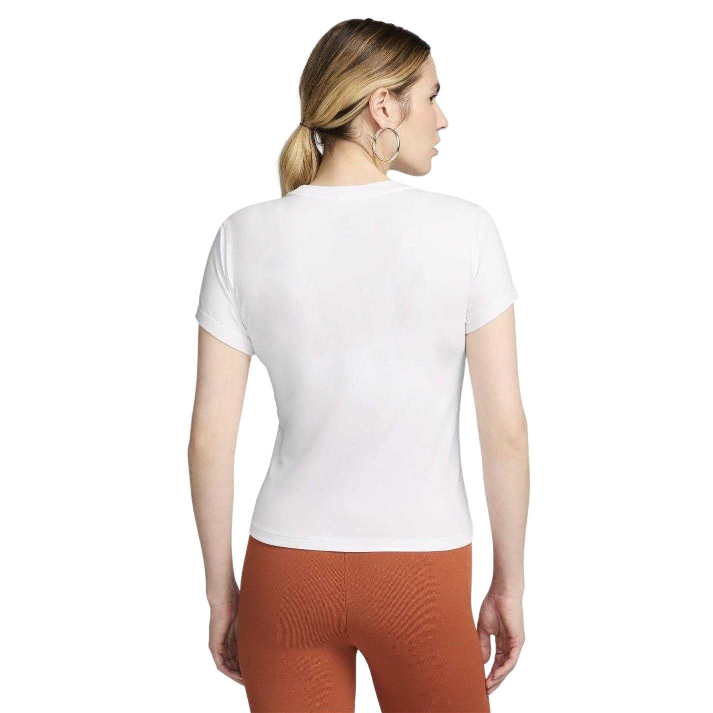 White - Back - Nike Womens-Ladies Chill Swoosh Knitted Slim T-Shirt